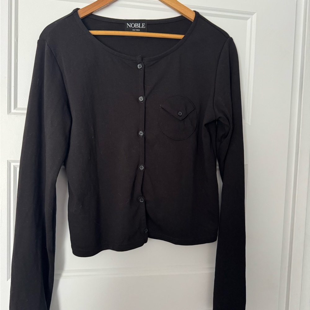 Black cardigan with a cute pocket on the front